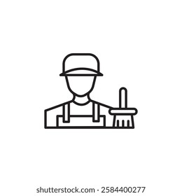 Janitor icon black and white vector outline sign
