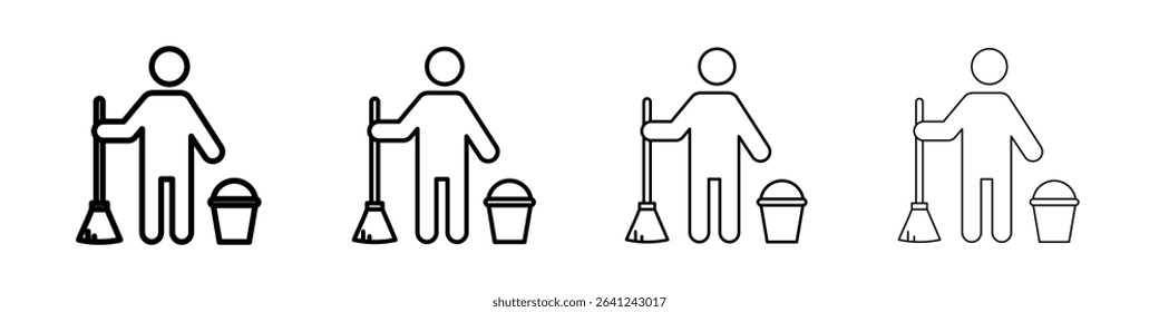 Janitor icon Outline sign symbol set