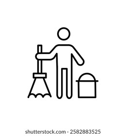 Janitor icon Thin line art isolated