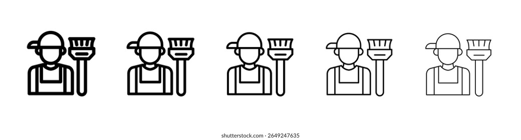 Janitor icon thin line outline set or collection