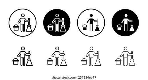 Janitor icon vector line logo mark or symbol set collection outline style