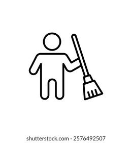 Janitor icon vector outline logo sign