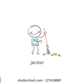 Janitor. Illustration.
