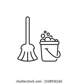 janitor - minimal line web icon. simple vector illustration. concept for infographic, website or app.