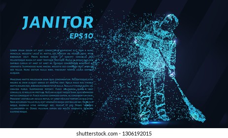 The janitor of the particles on a dark background. Cleaner of circles and dots