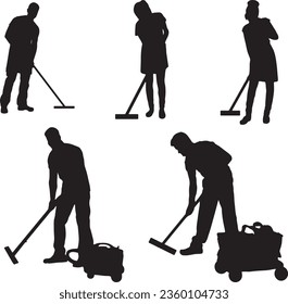 Janitor Silhouette Vector Graphic Pack