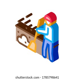 janitor sweep icon vector. isometric janitor sweep sign. color isolated symbol illustration
