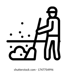Hausmeister kehrt Symbol Vektor. Hausmeister-Sweep-Schild. einzelne Kontursymbolgrafik