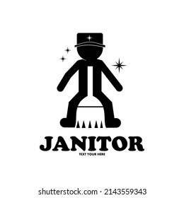 Janitor vector logo template. This design use negative space symbol with broom. Suitable for clean and business.