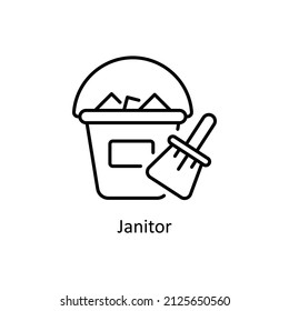 Janitor vector Outline icon for web isolated on white background EPS 10 file