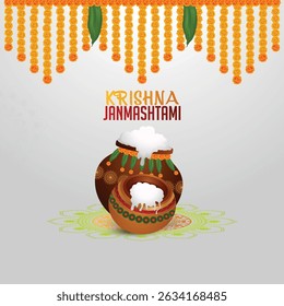 Janmashtami festival celebration greeting card