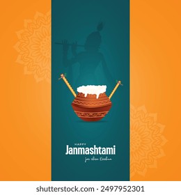 Janmashtami Festival Poster Krishna Janmashtami Poster a beautifully decorated flute.
