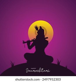 Janmashtami Festival Poster Krishna Janmashtami Poster a beautifully decorated flute.
