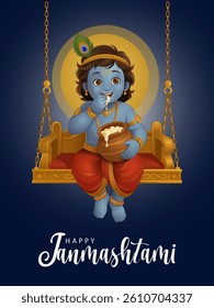 Janmashtami Festival Vector, Indian Religious Celebration of Lord Krishna's Birth