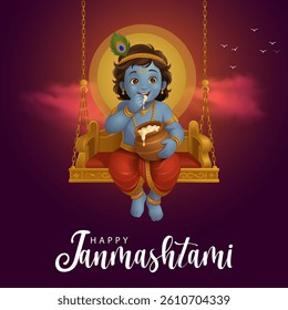Janmashtami Festival Vector, Indian Religious Celebration of Lord Krishna's Birth