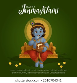 Janmashtami Festival Vector, Indian Religious Celebration of Lord Krishna's Birth