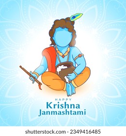 la tarjeta de deseos del festival janmashtami con el vector de diseño de krishna