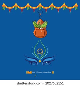 Janmashtami Gokulashtami Colour Vector Pot