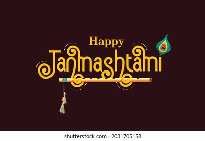 Janmashtami typography, lord Krishna  religious festival