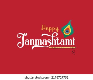 Janmashtami typography, lord Krishna  religious festival