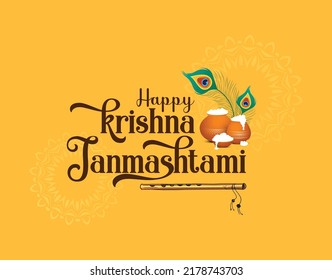 Janmashtami Typography, Lord Krishna  Religious Festival