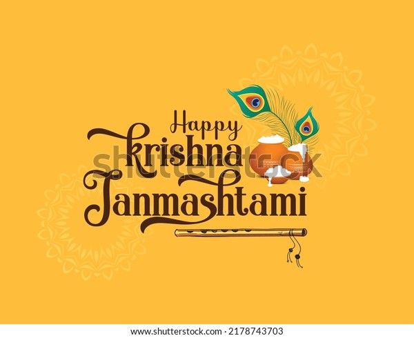 Janmashtami\
typography, lord Krishna  religious\
festival