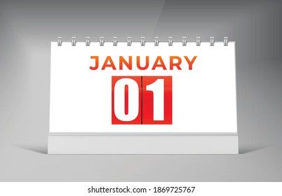 January 01 Desk Calendar Design Template. Single Date Calendar