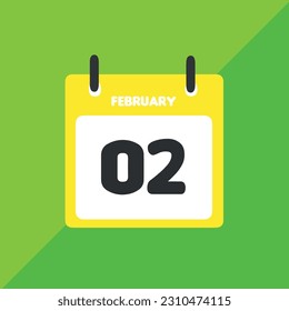 January 02 vector icon calendar Date, day and month Vector illustration, colorful background.