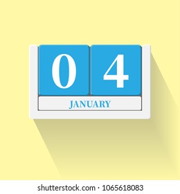January 04. Vector flat daily calendar icon. Date and time, day, month. Holiday. Season.