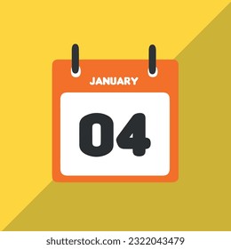 January 04 vector icon calendar Date, day and month Vector illustration, colorful background.