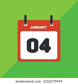 Januar 04 Vektorsymbol im Kalender Datum, Tag und Monat Vektorgrafik, bunter Hintergrund.