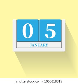 January 05. Vector flat daily calendar icon. Date and time, day, month. Holiday. Season.