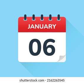January 06 date on calendar vector icon