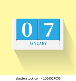January 07. Vector flat daily calendar icon. Date and time, day, month. Holiday. Season.