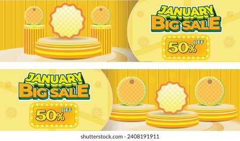 January 1 1 Big sale banner discount promotion background template payday social media 3