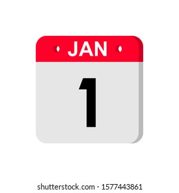 January 1 Calendar Daily Icon. Illustration Emblem. Element of Design for Decoration Office Documents and Applications. Logo of Day, Date, Month and Holiday. New Year.