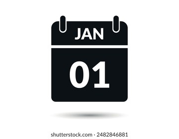 Icono plano de fecha calendario 1 de enero