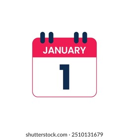 January 1 Calendar Date vector icon, Calender Day for Appointment or Deadline
