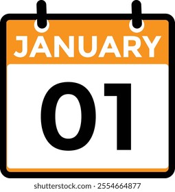 January 1 Calendar Day or Calender Date for Deadlines or Appointment. Calendar vector icon. Deadline. Date.