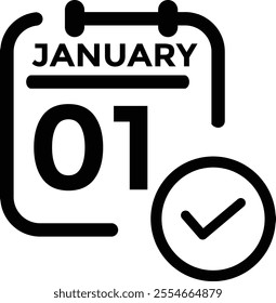 January 1 Calendar Day or Calender Date for Deadlines or Appointment. Calendar vector icon. Deadline. Date.