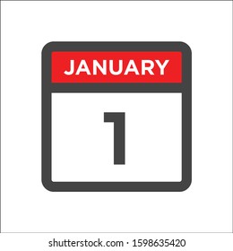 January 1 calendar icon with day of month