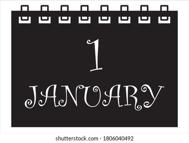 
January 1 calendar icon on white background