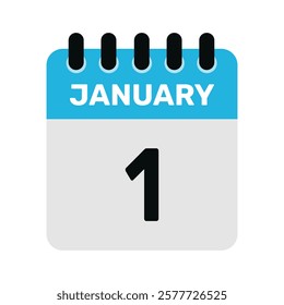 january 1 calendar icon and Time planner Daily Calendar reminder Vector design Illustration.