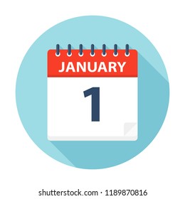 January 1 - Calendar Icon - Vector Illustration