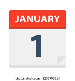 January 1 - Calendar Icon - Vector Illustration