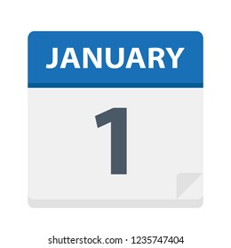 January 1 - Calendar Icon - Vector Illustration