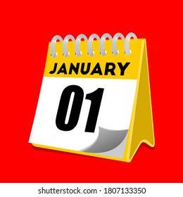 Ilustración vectorial del icono del calendario 1 de enero 