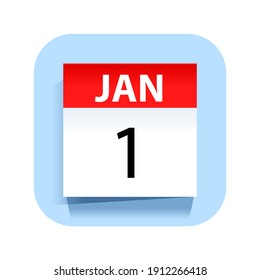 January 1. Calendar Icon. Vector Illustration.