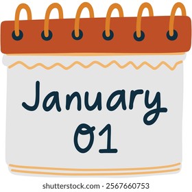 January 1 Calendar Page Vector Illustration