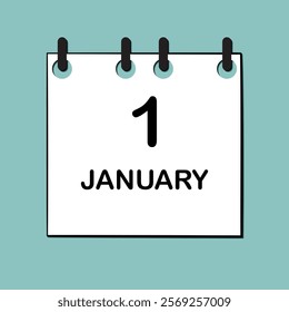 January 1. Daily Calendar icon for design. Simple design for business brochure, flyer, print media, advertisement. Easily editable.